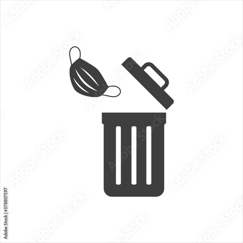 Throw away the used medical mask in the trash. EPS10