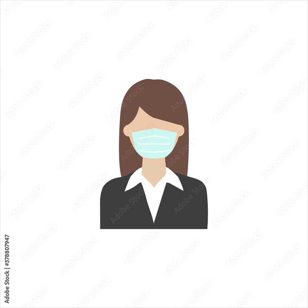 Girl in medical face mask.Dangerous chinese coronavirus quarantine.Vector flat illustration.
