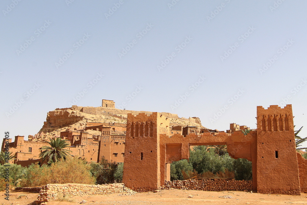 The entrance of the Kasbah Ait Ben Haddou in Ouarzazate, Morocco