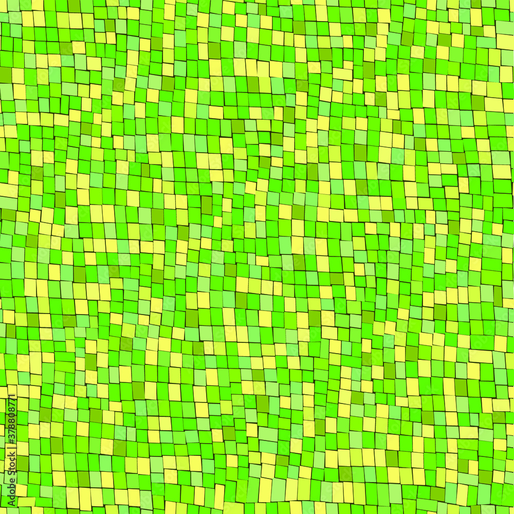 Fototapeta premium Green gradient mosaic. Сhaotic mosaic texture. Abstract background with geometric design. Square pattern. Vector mosaic background.