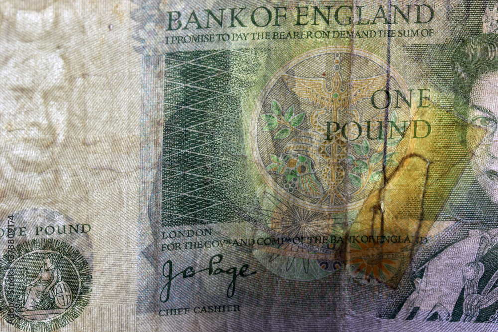 close-up vintage paper money detail on background