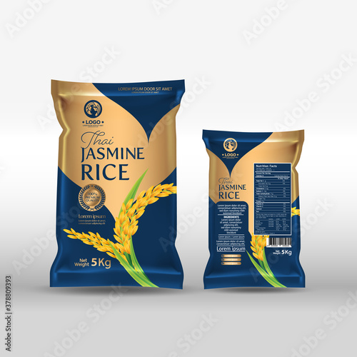Rice Package Mockup Thailand food Products, vector illustration