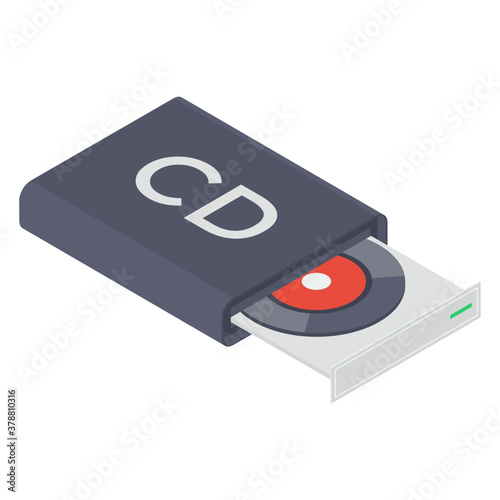 
Disc drive, dvd player vector in isometric design 
