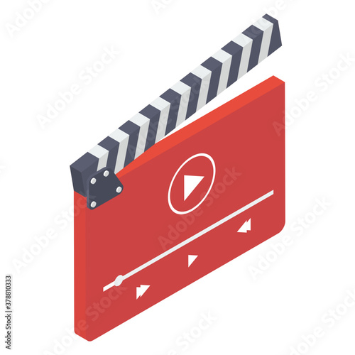 
Board used by directors while making films, clapper board icon isometric design 
