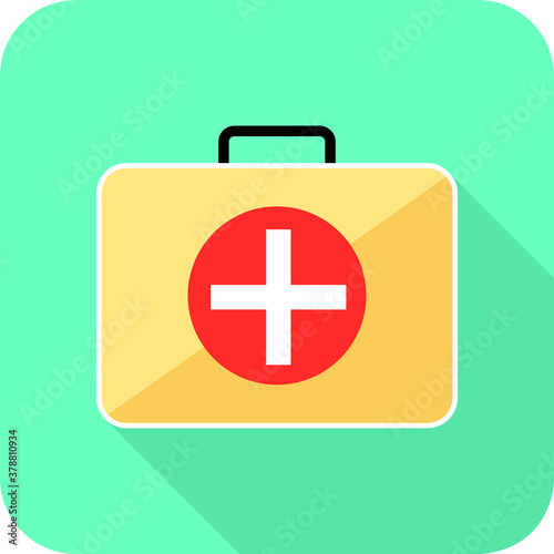 First aid kit isolated ,medicine Bag flat icon vector illustration.