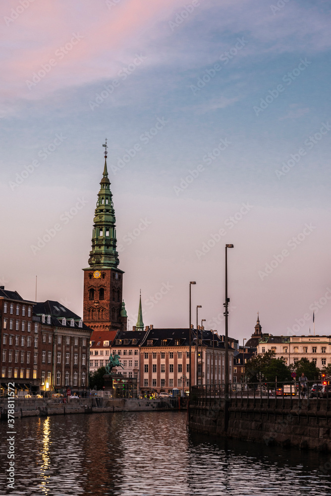 Fototapeta premium Nikolaj, Copenhagen Contemporary Art Center at sunset in Denmark