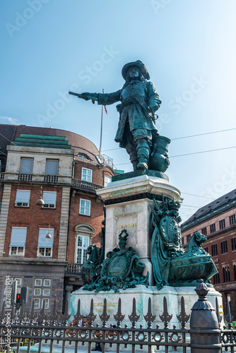 Niels Juel statue at Holmen Canal in Copenhagen, Denmark photo