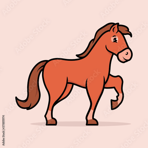 Horse cute mascot cartoon design illustration