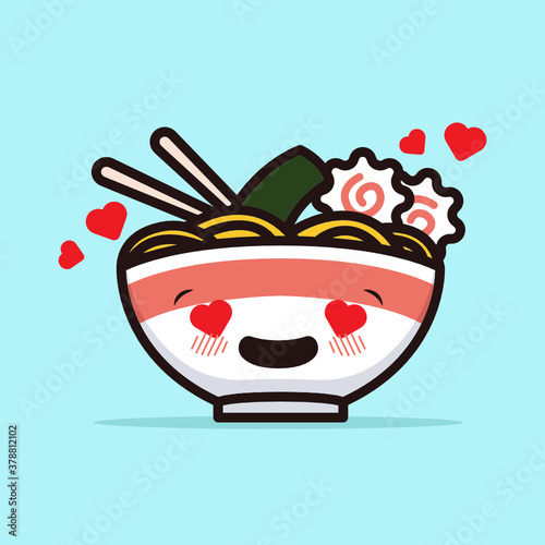 Cute kawaii food ramen noodles mascot design