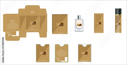 Packaging design, perfume luxury box design template and mock up box. Illustration vector.