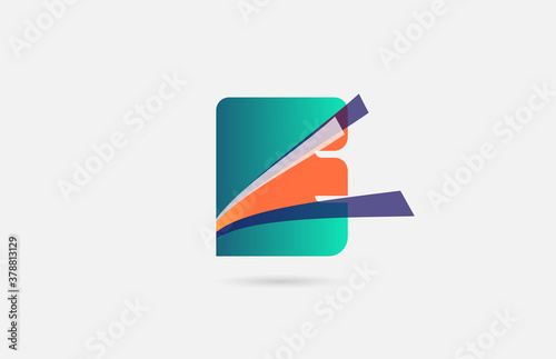 Free Download E alphabet letter logo icon template. Creative line design for business and company in green orange colour - GFXLoad
