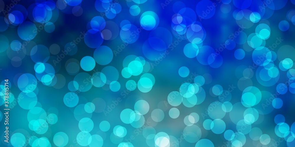 Light BLUE vector pattern with spheres. Abstract decorative design in gradient style with bubbles. Pattern for wallpapers, curtains.