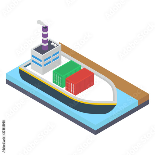 
Sea transportation logistics sea freight maritime shipment vector.
