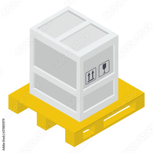 
Isometric style of fragile parcel on white background.
