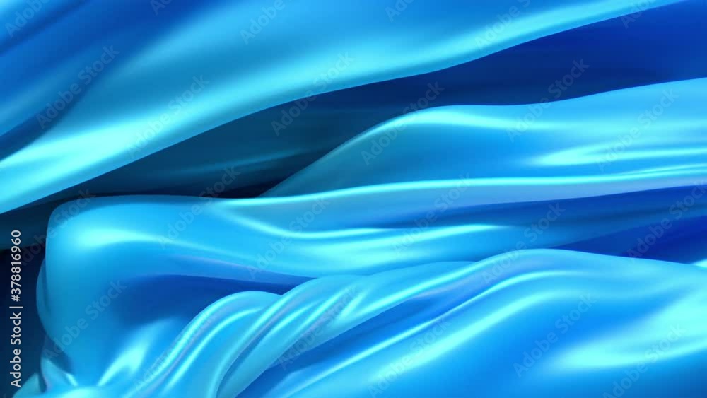 Beautiful blue silk fabric waving in the wind seamless Realistic cloth 3d Animation.
