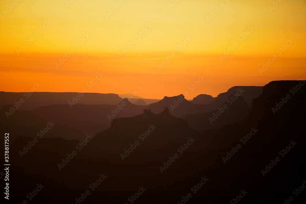 Rock formations on a landscape during sunset, Grand Canyon National Park, Arizona, USA