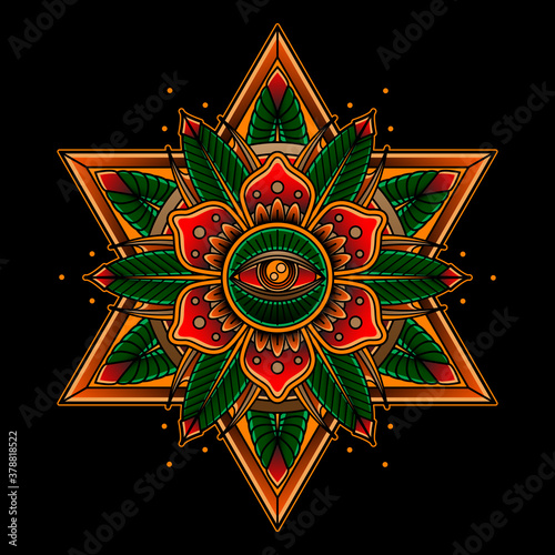 rose and eye tattoo