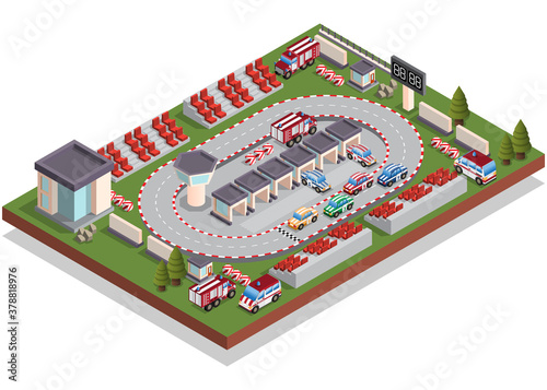Race track. Isometric. Isolated on white background. Vector illustration.
