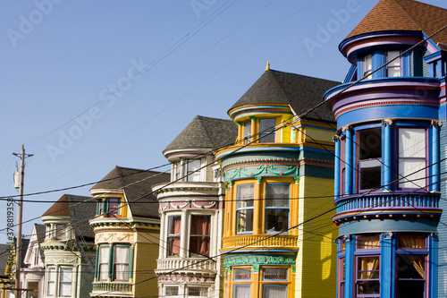 Photography Victorian style houses in a city, Haight-Ashbury, San Francisco, California, USA