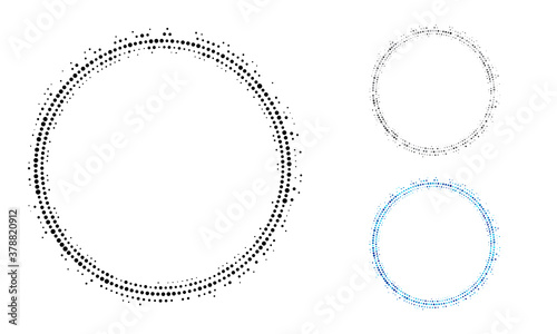 Halftone round as icon or background. Black abstract vector circle frame with dots as logo or emblem.