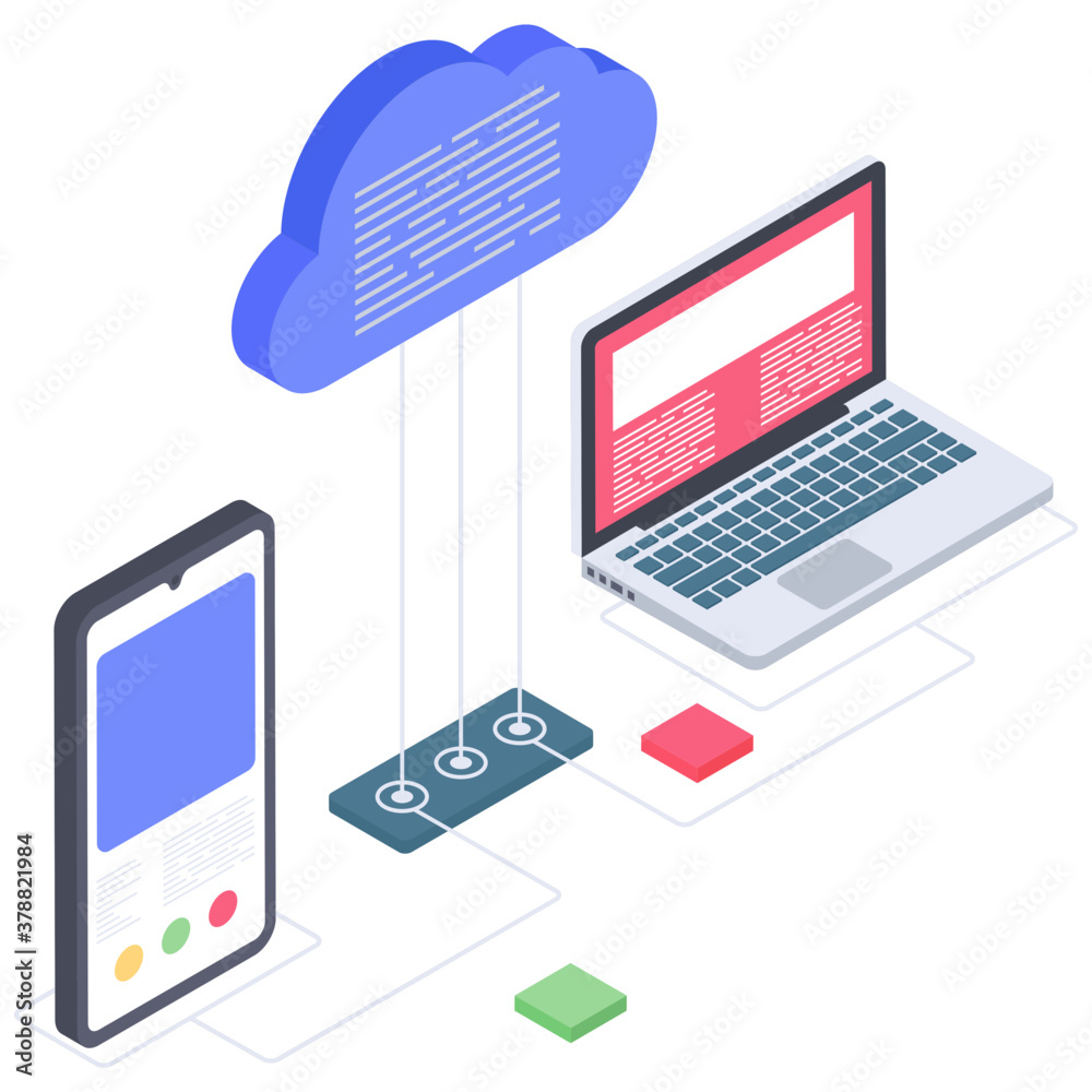 
Isometric icon of cloud technology vector 
