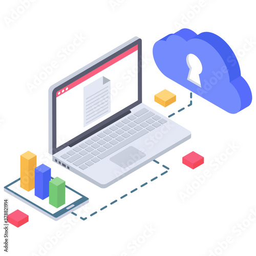  Isometric icon of cloud technology vector   © Vectors Market