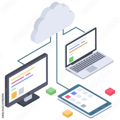 
Isometric icon of cloud technology vector 
