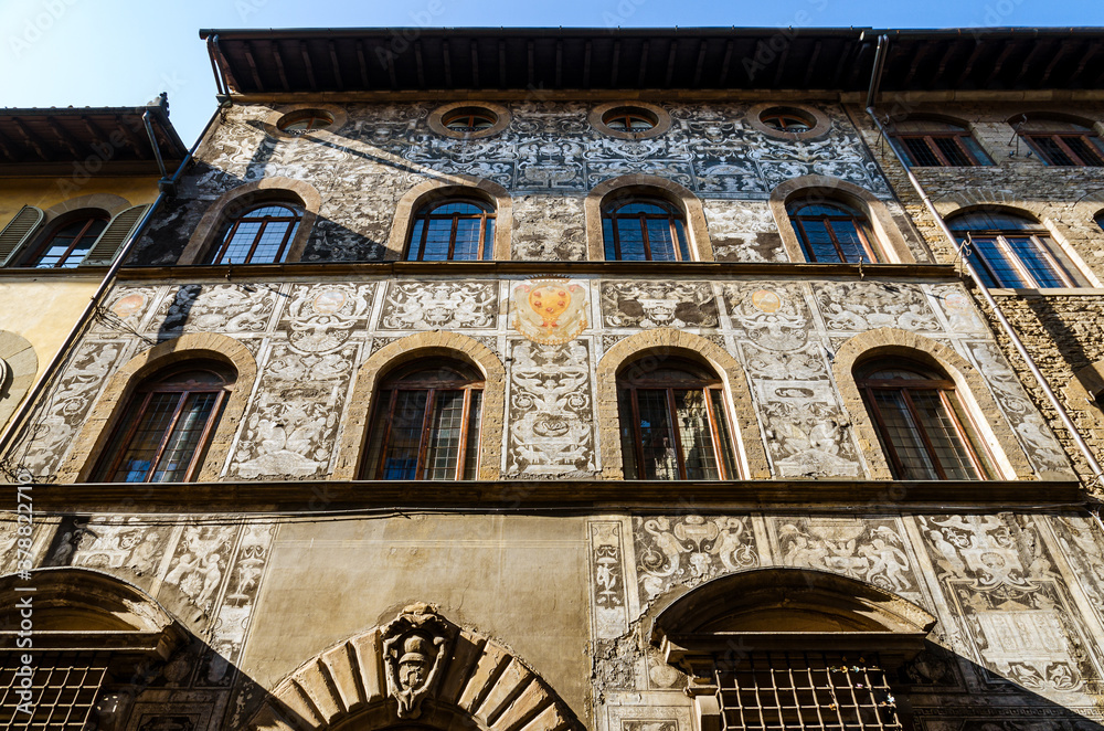 Palace of Bianca Cappello, located in Oltrarno quarter in Florence, Italy.  During Renaissance was the residence of the lover of the duke Francesco de  Medici Stock Photo | Adobe Stock