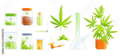Medical Marijuana Flat Set