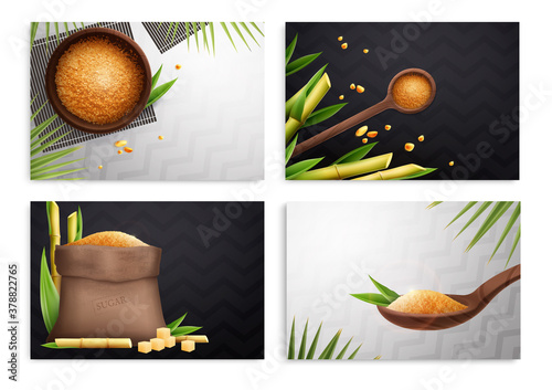 Four Cane Sugar Realistic Composition Set