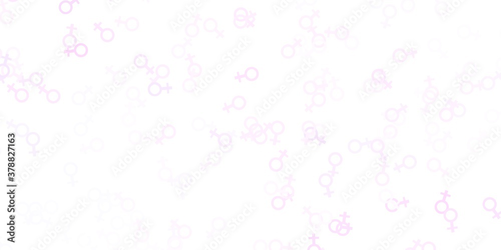 Light Purple vector pattern with feminism elements.