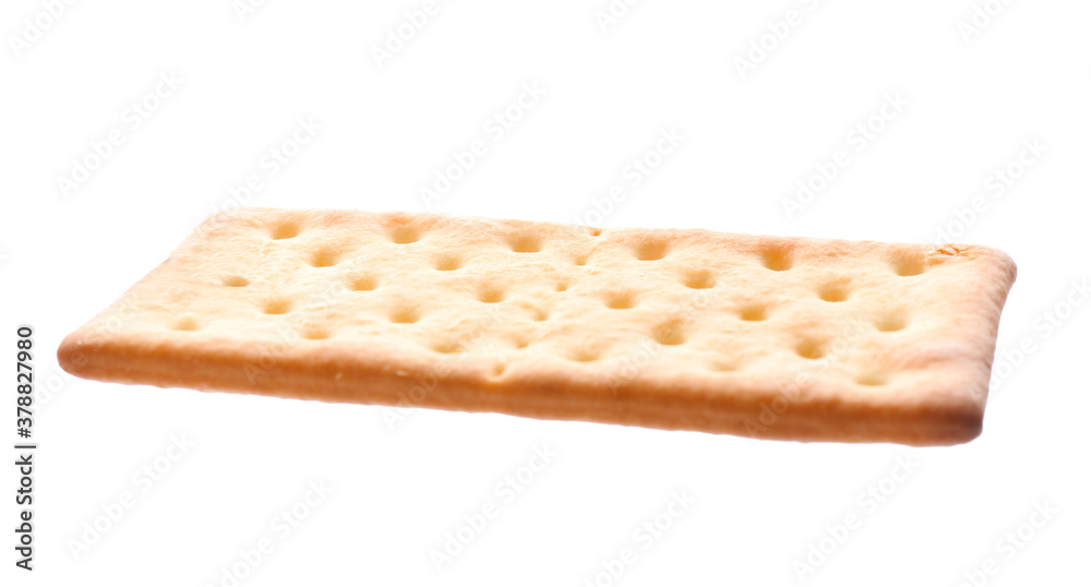 Crispy cracker isolated on white. Delicious snack