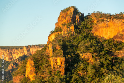 Chapada dos Guimaraes National Park, near Cuiaba, Mato Grosso, Brazil on June 13, 2015. Sandstone formations characteristic of the region.