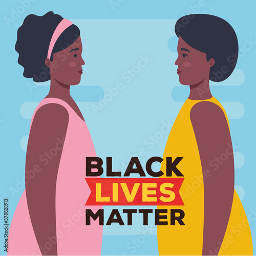 black lives matter, profile women African, stop racism vector illustration design