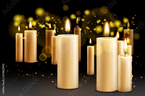Realistic Candles Background Composition