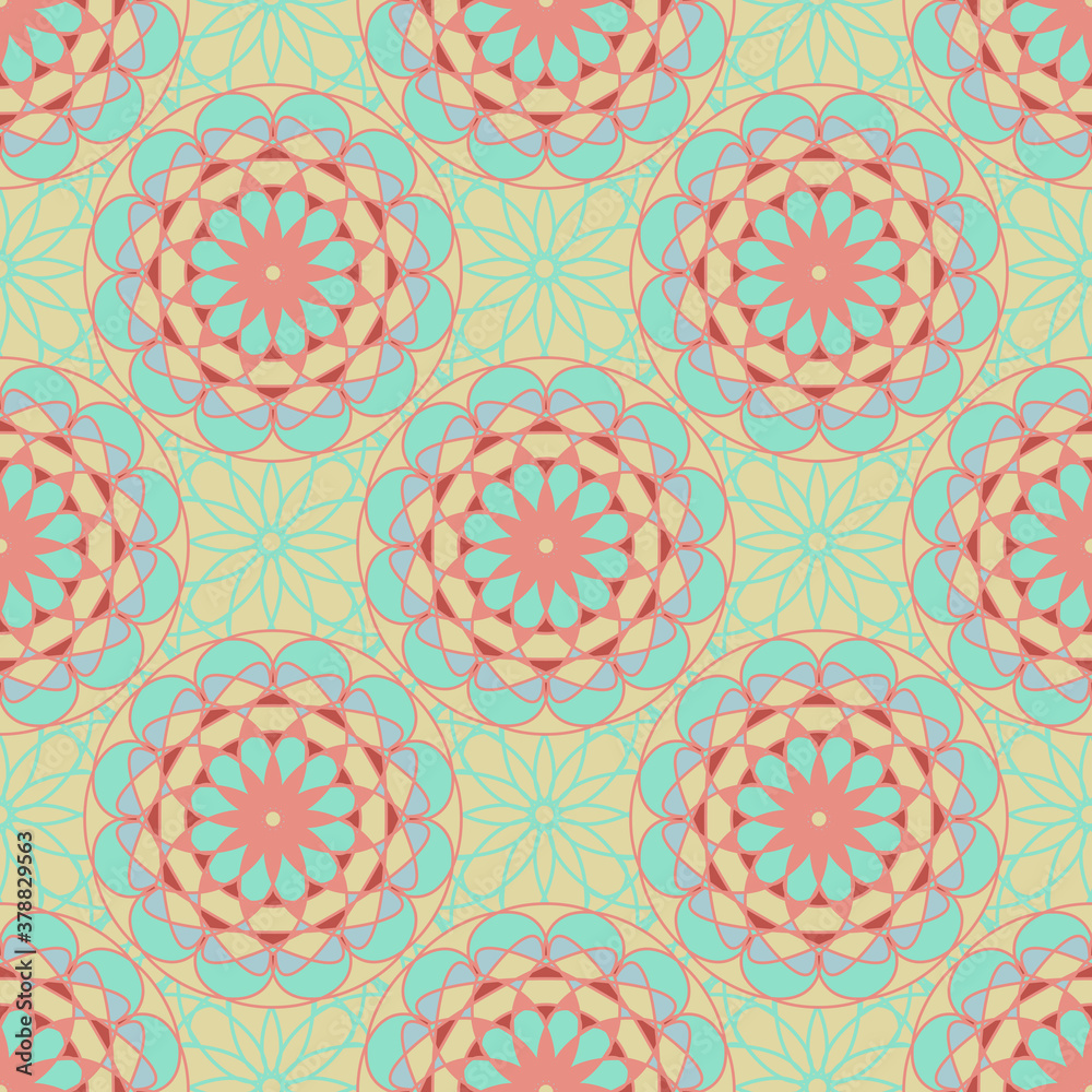 Seamless pattern ornamental green and red vector illustration Seamless pattern ornamental green and red vector illustration