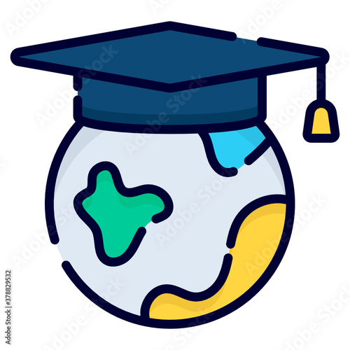 global study flat line icon