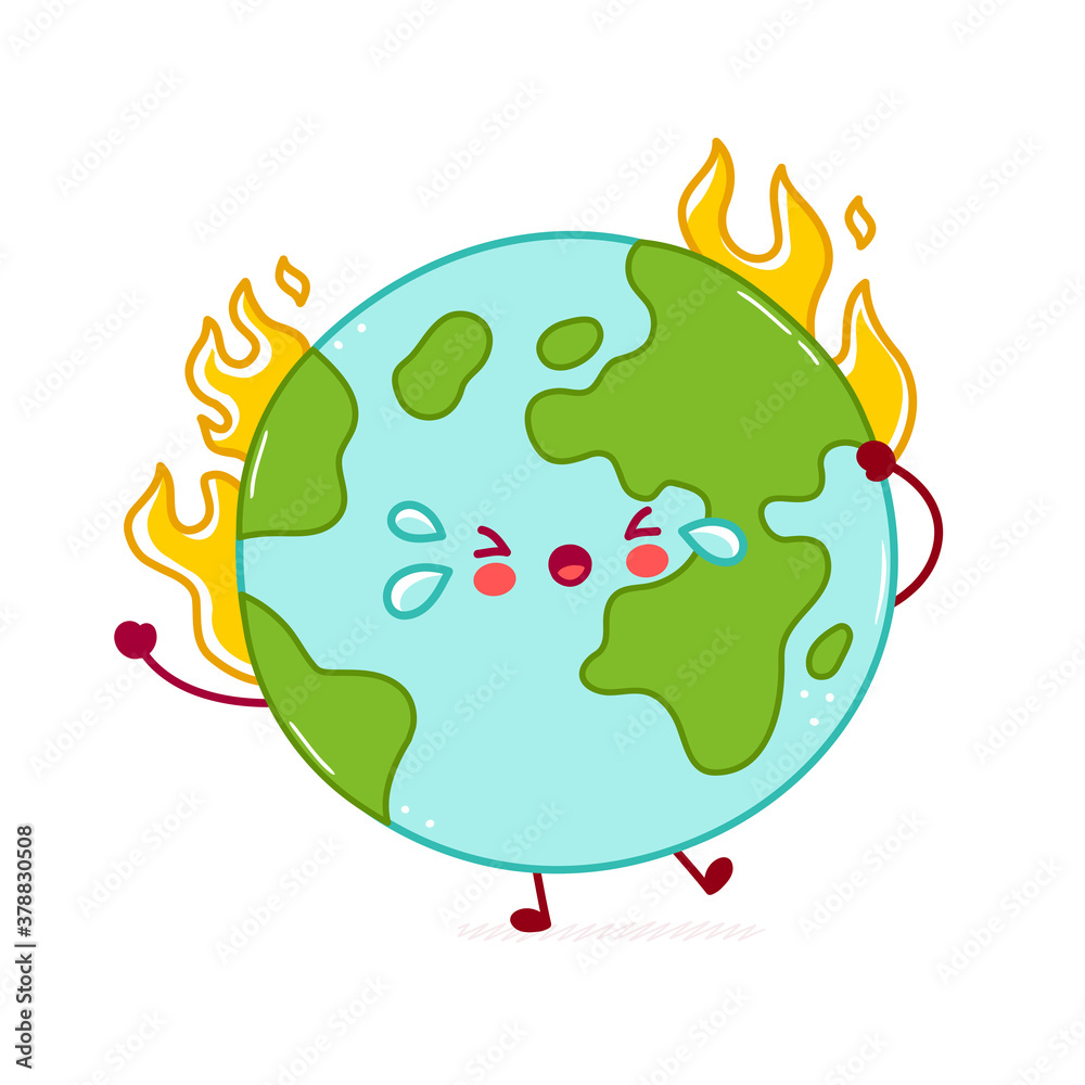Fototapeta premium Cute happy funny Earth planet character