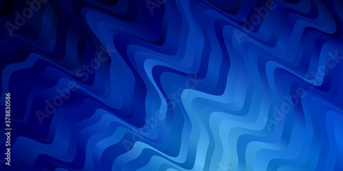 Dark BLUE vector background with bent lines. Colorful illustration with curved lines. Pattern for commercials, ads.