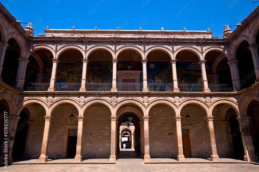 Low angle view of a government building, Palacio De Gobierno, Morelia, Michoacan State, Mexico