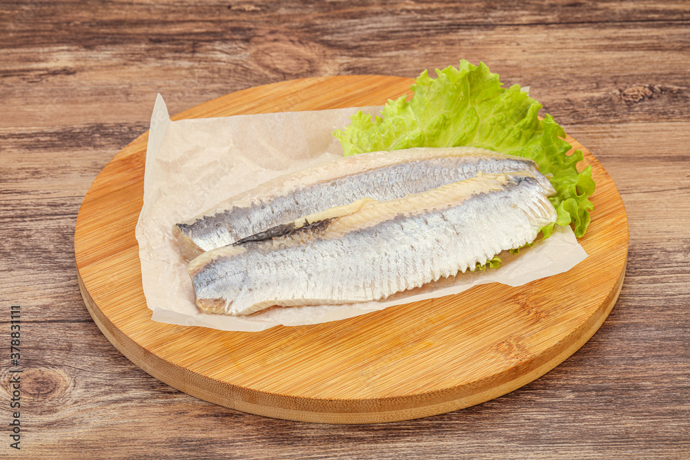 Herring fillet with salad leaves Herring fillet with salad leaves