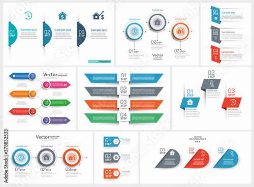 Colorful infographics collection, can be used for workflow layout, diagram, number options, web design. Vector Eps 10