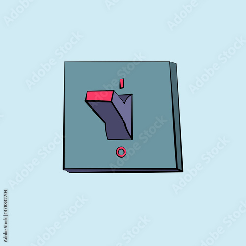 Switcher vector illustration. Old-fashioned light switcher electricity controller