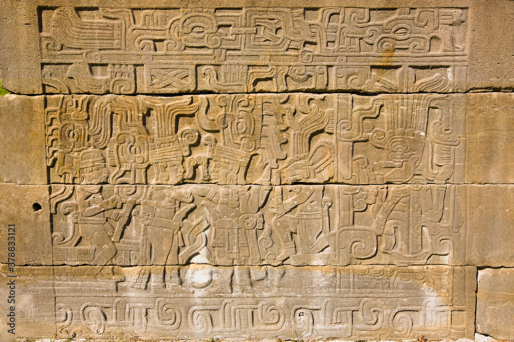 Close-up of a carved wall, El Tajin, Veracruz, Mexico