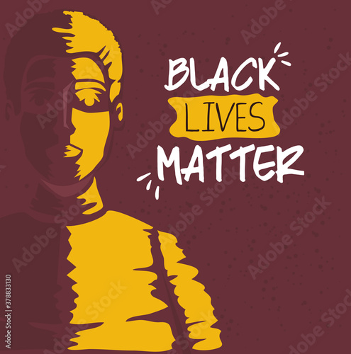black lives matter, picture of man, stop racism vector illustration design
