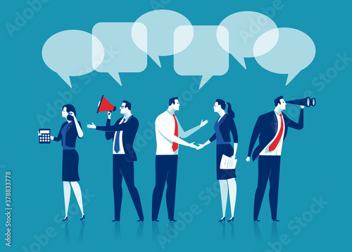 Communication concept. Business team characters vector illustration. 