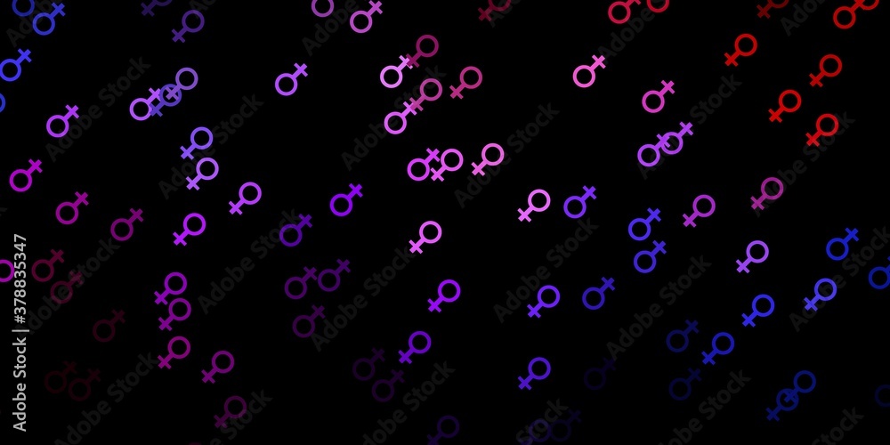 Dark Blue, Red vector backdrop with woman's power symbols.