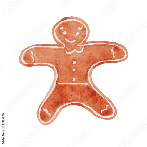 Hand drawn watercolor gingerbread cookies