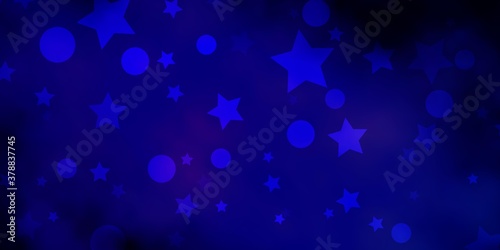Dark BLUE vector texture with circles, stars. Colorful illustration with gradient dots, stars. Pattern for trendy fabric, wallpapers. © Guskova