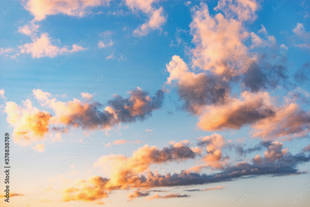 Obraz premium Colorful clouds after rain at sunset time.